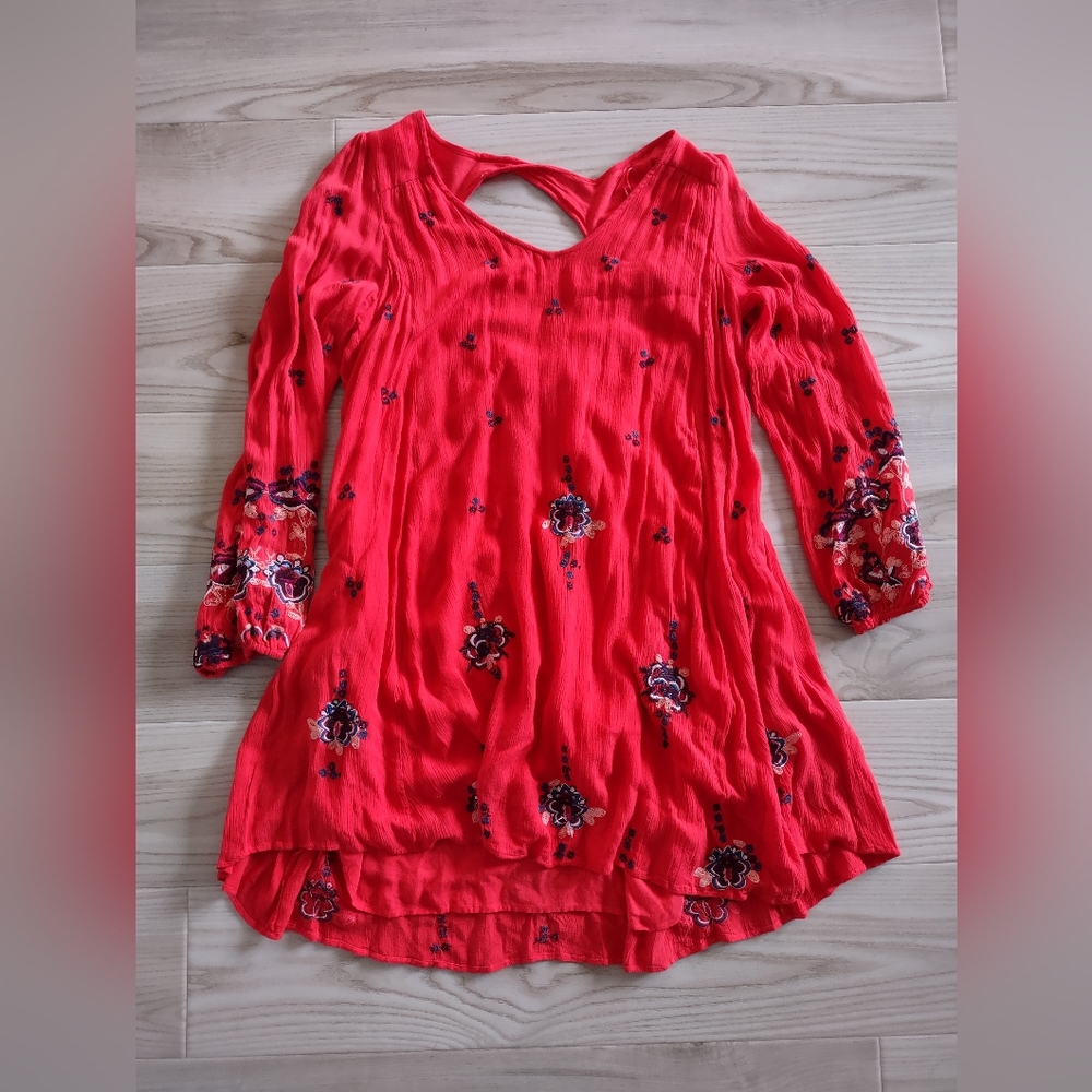 Free People Red Floral Mini Dress